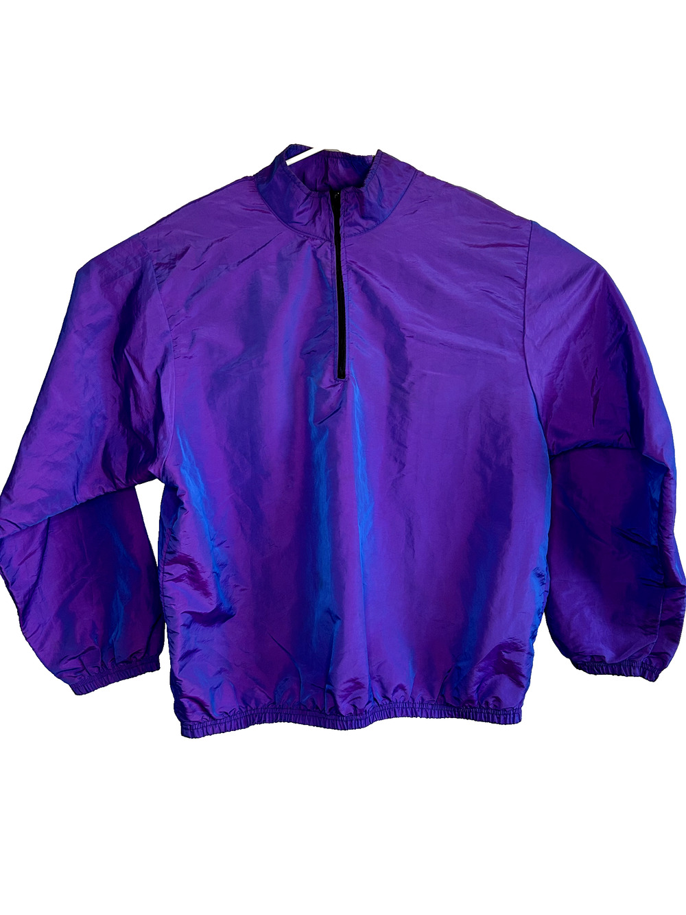 Vintage 90s Wise Guy Windbreaker Unisex One Size Purple Iridescent Quarter Zip